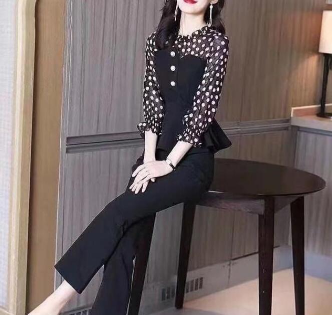 半點襯衫 黑色西褲