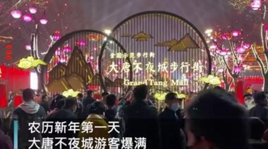 大年初一，西安大唐不夜城人流過大，演出全部取消